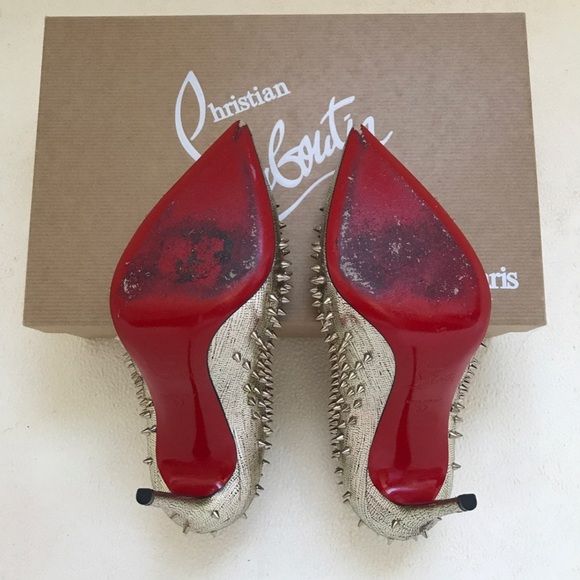 Christian Louboutin Escarpic 100mm Lame Mercure, Platine/Colombo Met, size 37 - Picture 2 of 4